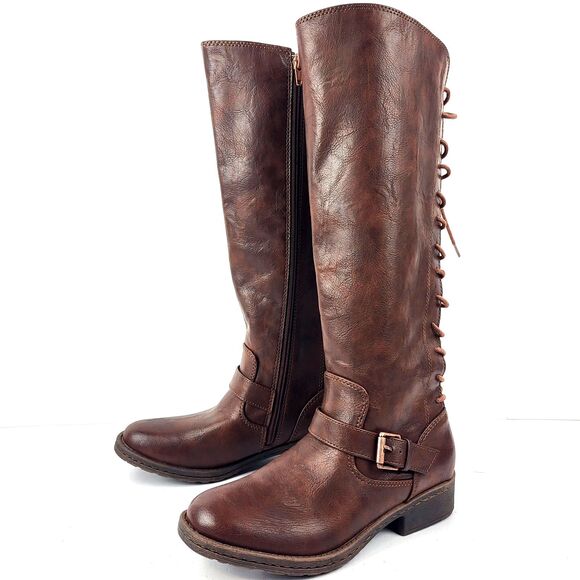 Eurosoft by SOFFT Carlen Lace-Up Knee High Boot Brown Leather Size 7M - Picture 1 of 13